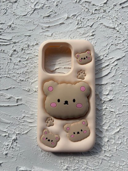 İphone 15 Pro Pop Bear Socketli Stand Kılıf
